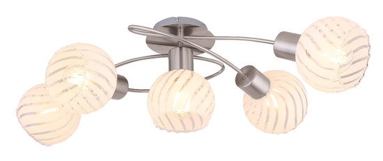 Globo Deckenleuchte Willy 5-flammig E27 Nickel matt Metall Glas 69x43cm