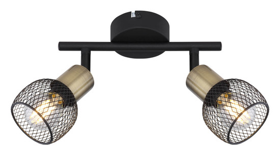 Globo Fiastra E14 Strahler 2-fach 40W Schwarz Matt, Metall 14cm 54028-2