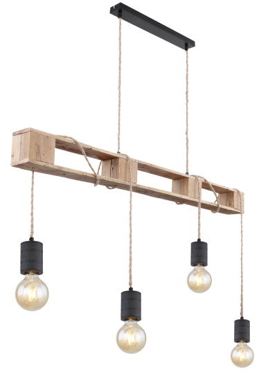 Globo Joelle E27 Hängeleuchte 4-fach 60W Schwarz Matt, Metall 120cm 54030-4PH