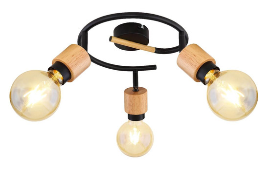 Globo Strahler Jorna 3-flammig E27 Schwarz matt Metall Ø25cm