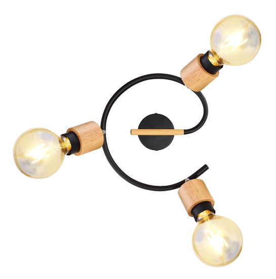 Globo Strahler Jorna 3-flammig E27 Schwarz matt Metall Ø25cm