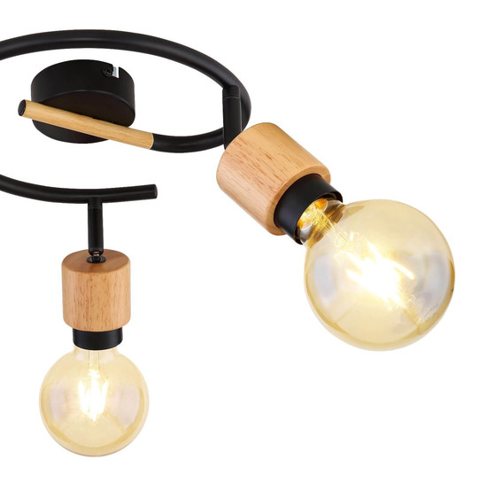 Globo Strahler Jorna 3-flammig E27 Schwarz matt Metall Ø25cm