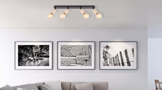 Globo Joseba E27 Strahler 4-fach 60W Schwarz Matt, Metall 18cm 54032-4