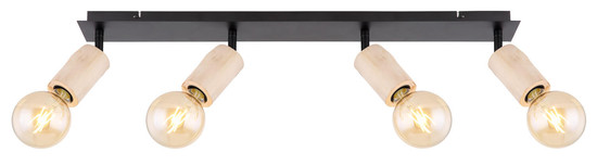 Globo Joseba E27 Strahler 4-fach 60W Schwarz Matt, Metall 18cm 54032-4