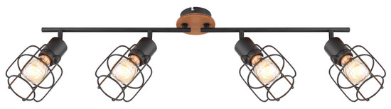 Globo Willa E27 Strahler 4-fach 40W Schwarz, Metall Ø11cm 54037-4