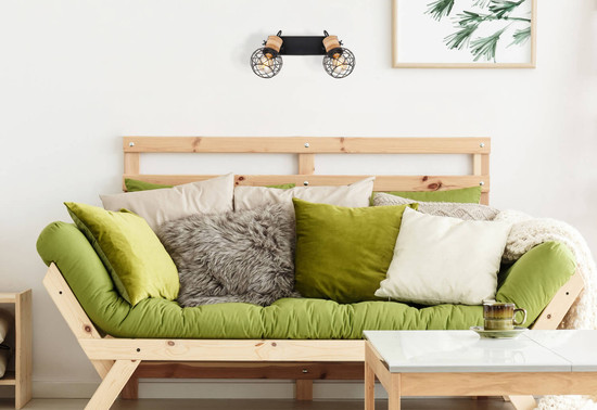 Globo Lacky E27 Strahler 2-fach 60W Schwarz Matt, Metall Ø12cm 54039-2