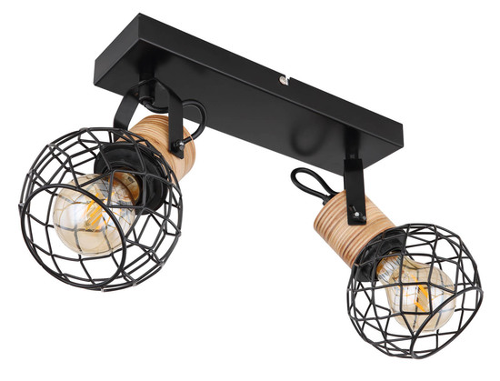 Globo Lacky E27 Strahler 2-fach 60W Schwarz Matt, Metall Ø12cm 54039-2