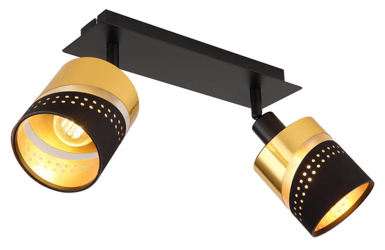 Globo Or E14 Strahler 2-fach 25W Schwarz Matt, Metall Ø9cm 54046-2