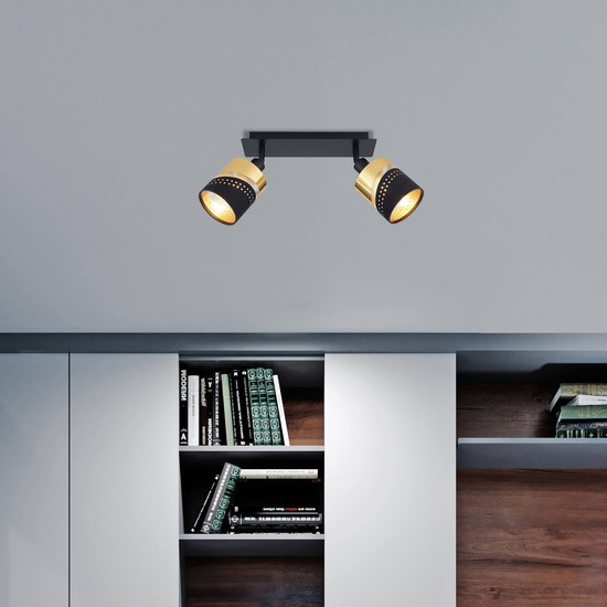 Globo Or E14 Strahler 2-fach 25W Schwarz Matt, Metall Ø9cm 54046-2