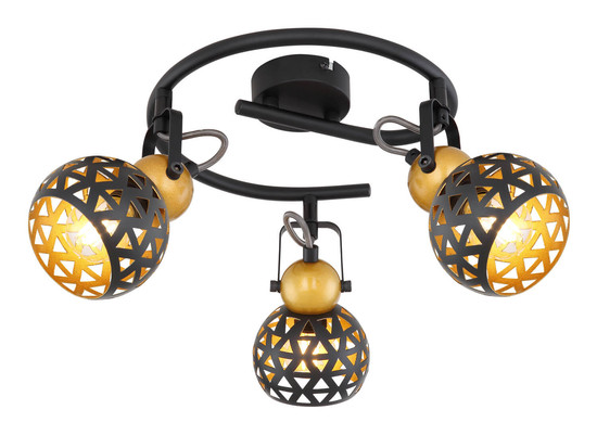 Globo Sarra E14 Strahler 3-fach 40W Schwarz Matt, Metall Ø10cm 54055-3