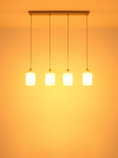 Globo Pendelleuchte Trent 4-flammig E27 Sandfarben matt Metall Glas 120x70cm