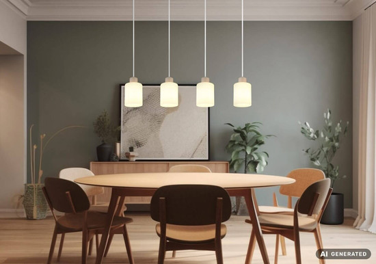 Globo Pendelleuchte Trent 4-flammig E27 Sandfarben matt Metall Glas 120x70cm