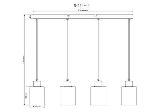 Globo Pendelleuchte Trent 4-flammig E27 Sandfarben matt Metall Glas 120x70cm