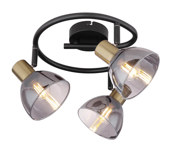 Globo Jay E14 Strahler 3-fach 25W Schwarz, Metall Ø11cm 54305-3