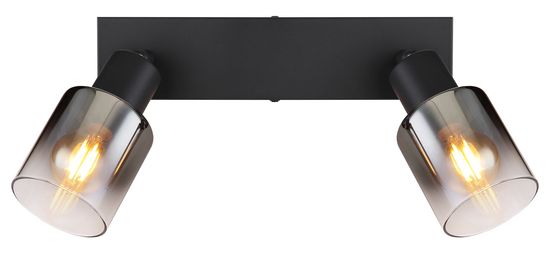 Globo Hubertus Strahler 2-fach Schwarz Matt, Metall Ø7cm 54308-2