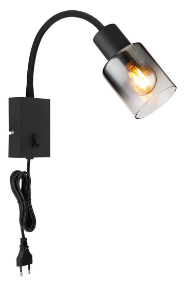 Globo Hubertus E14 Wandleuchte 40W Schwarz Matt, Metall Ø7cm 54308W