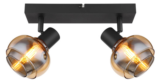 Globo Tokki E14 Strahler 2-fach 40W Schwarz Matt, Metall Ø10,5cm 54309-2B