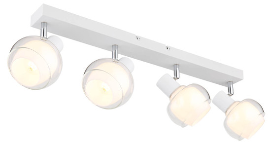 Globo Tokki E14 Strahler 4-fach 40W Weiß Matt, Metall Ø10,5cm 54309-4W