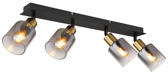 Globo Hollsy E14 Strahler 4-fach 25W Schwarz Matt, Metall Ø8cm 54310-4