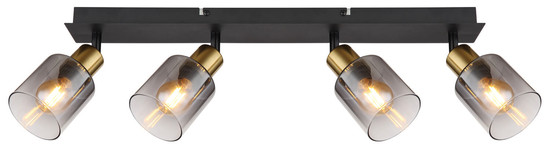 Globo Hollsy E14 Strahler 4-fach 25W Schwarz Matt, Metall Ø8cm 54310-4