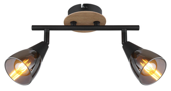 Globo Mubby E14 Strahler 2-fach 25W Schwarz Matt, Metall Ø7,2cm 54311-2