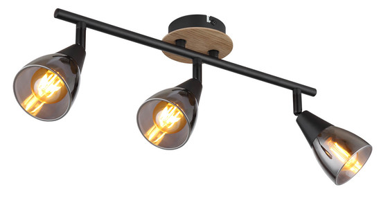 Globo Mubby E14 Strahler 3-fach 25W Schwarz Matt, Metall Ø7,2cm 54311-3