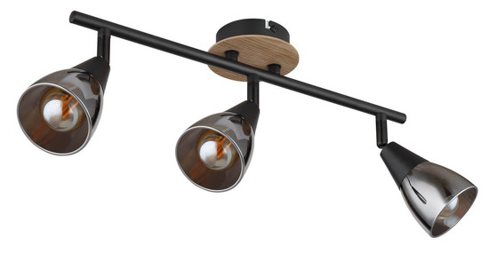 Globo Mubby E14 Strahler 3-fach 25W Schwarz Matt, Metall Ø7,2cm 54311-3