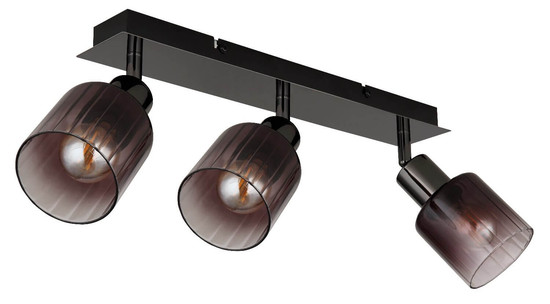 Globo Strahler Satella 3-flammig E14 Schwarz-chrom kupferfarben Metall Glas 40x18cm