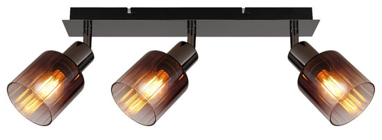 Globo Strahler Satella 3-flammig E14 Schwarz-chrom kupferfarben Metall Glas 40x18cm