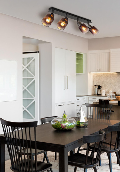 Globo Satella E14 Strahler 4-fach 40W Schwarz-Chrom, Metall Ø8cm 54313-4