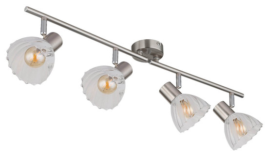 Globo Strahler Zachery 4-flammig E14 Nickel matt Metall Glas 70x19cm