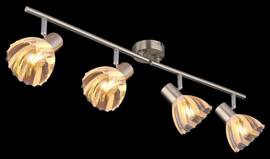 Globo Strahler Zachery 4-flammig E14 Nickel matt Metall Glas 70x19cm