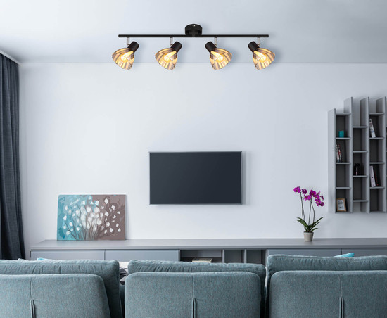 Globo Zachery E14 Strahler 4-fach 40W Schwarz Matt, Metall Ø10cm 54315S-4