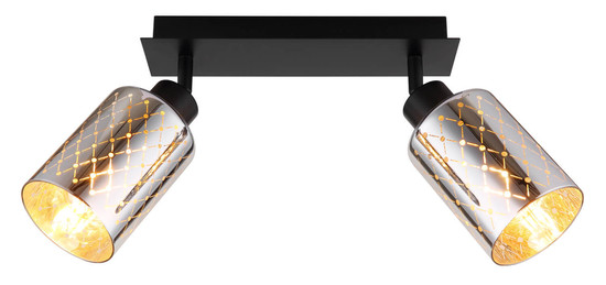 Globo Alonso E27 Strahler 2-fach 40W Schwarz Matt, Metall Ø9cm 54316-2