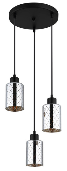 Globo Alonso E27 Hängeleuchte 3-fach 40W Schwarz Matt, Metall Ø9cm 54316-3HR