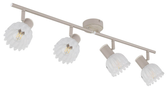 Globo Strahler Planta 4-flammig E14 Sandfarben matt Metall Glas 70x15,5cm