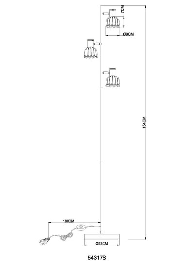 Globo Stehleuchte Planta 3-flammig E14 Sandfarben matt Metall Glas 154cm