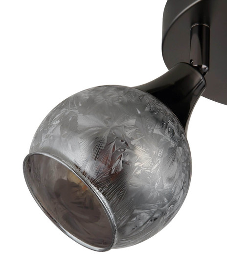 Globo Strahler Frosta 3-flammig E14 Schwarz-chrom matt rauchfarben Metall Glas geeist Ø32cm