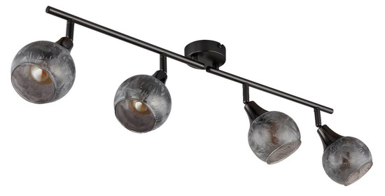 Globo Strahler Frosta 4-flammig E14 Schwarz-chrom matt rauchfarben Metall Glas geeist 70x19cm