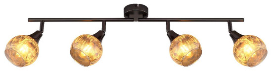 Globo Strahler Frosta 4-flammig E14 Schwarz-chrom matt rauchfarben Metall Glas geeist 70x19cm