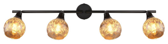 Globo Strahler Frosta 4-flammig E14 Schwarz-chrom matt rauchfarben Metall Glas geeist 70x19cm