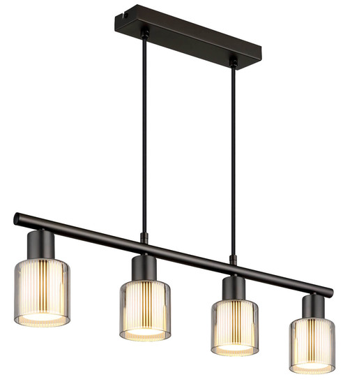 Globo Pendelleuchte Villegas 4-flammig E14 Schwarz-chrom matt verchromt Metall Glas 120x62cm