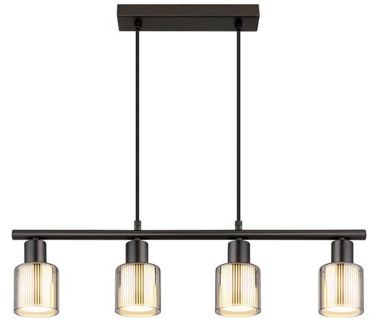 Globo Pendelleuchte Villegas 4-flammig E14 Schwarz-chrom matt verchromt Metall Glas 120x62cm