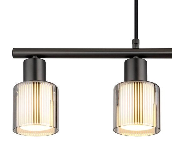 Globo Pendelleuchte Villegas 4-flammig E14 Schwarz-chrom matt verchromt Metall Glas 120x62cm