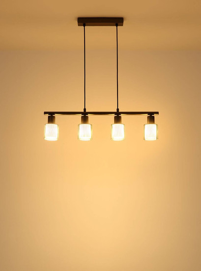 Globo Pendelleuchte Villegas 4-flammig E14 Schwarz-chrom matt verchromt Metall Glas 120x62cm
