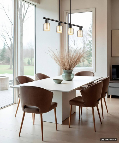 Globo Pendelleuchte Villegas 4-flammig E14 Schwarz-chrom matt verchromt Metall Glas 120x62cm