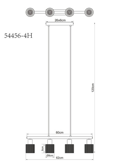 Globo Pendelleuchte Villegas 4-flammig E14 Schwarz-chrom matt verchromt Metall Glas 120x62cm