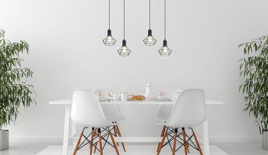 Globo Xara I Pendelleuchte 4-fach Schwarz, Metall Ø8cm 54802S-4