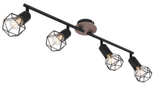 Globo Strahler Xara I 4-flammig E14 Schwarz Metall 60x21,5cm