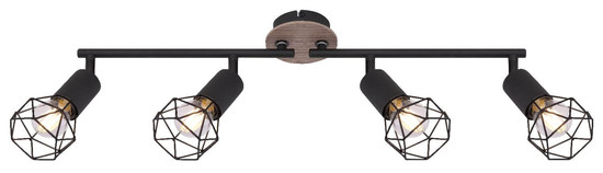Globo Strahler Xara I 4-flammig E14 Schwarz Metall 60x21,5cm
